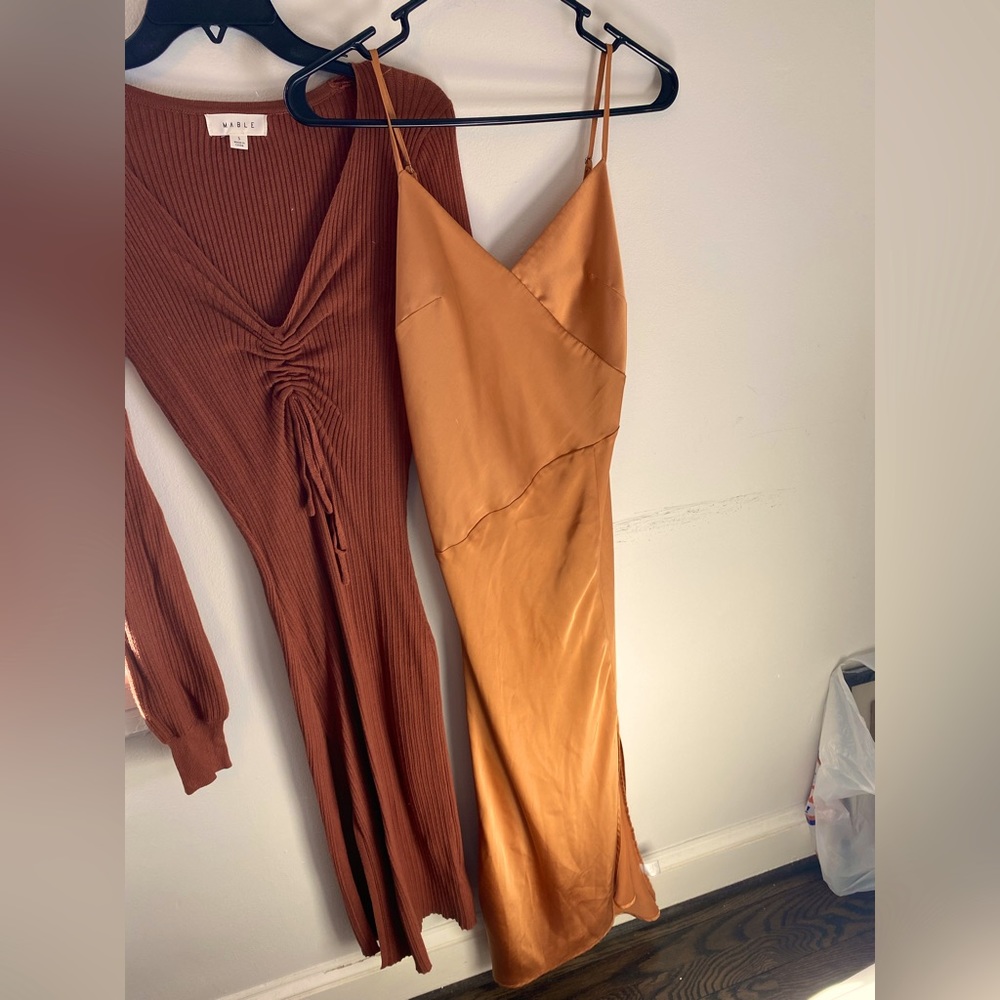 Copper Silk Dress Floor Length with slit